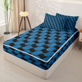 thumbnail image 2 of Erosebridal Navy Squiggle Art Zipper Twin Comforter Sets with Fitted Sheet and 2 Pillowcases,Deep Blue Black Line Zipper Bedding Set For Boys,Black Reversible,4 Pieces, 2 of 7