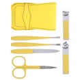 thumbnail image 3 of Cortaúñas, cuchara para orejas, tijeras para cejas, juego de herramientas de manicura y pedicura de acero inoxidable, color amarillo, 3 of 8