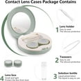 thumbnail image 3 of 2 Pack Travel Contact Lens Case Kit, Portable Eye Contact Case with Mirror, Remover Tool, Tweezers & Solution Bottle, Lens Holder Box Container Storage for Outdoor Daily (Green), 3 of 7