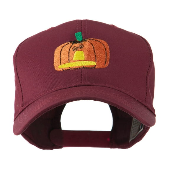 Halloween Jack O Lantern Pumpkin Embroidered Cap - Maroon OSFM