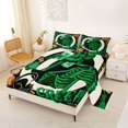 thumbnail image 2 of Feelyou Spooky Skeleton Skull Queen Sheets, Horror Pumpkin Bat Queen Sheet Sets, Black Green, 4pcs, 1 Flat Sheet, 1 Fitted Sheet and 2 Pillowcases, 2 of 5