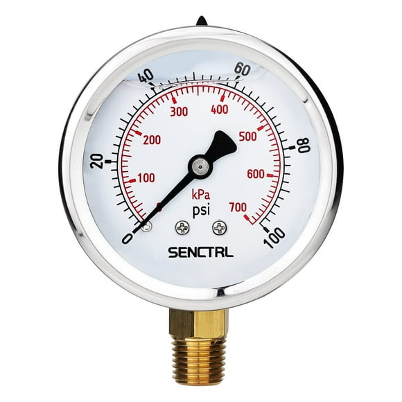 Glycerin Liquid Filled Low Pressure Gauge, Dial Size, Stainless Steel Case, for Water Pump, Pneumatic Air, Well, RV Hose, Tank, Gas Pressure Test