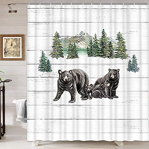 Black Bear Shower Curtain Country Wild, Wildlife Shower Curtains