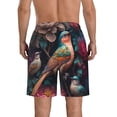 thumbnail image 3 of KLL Colorful Rose Bird Men's Casual Summer Beach Shorts Hawaiian Shorts with Pockets-Large, 3 of 5
