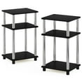 thumbnail image 1 of Furinno Simplistic End Side Night Stand/Bedside Table with Stainless Steel Tubes, 2-Pack, 2-Tier Poles, Americano/Chrome, 1 of 4