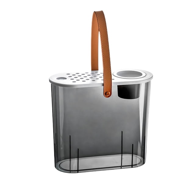 Cubo de basura portátil con asa para té Gris