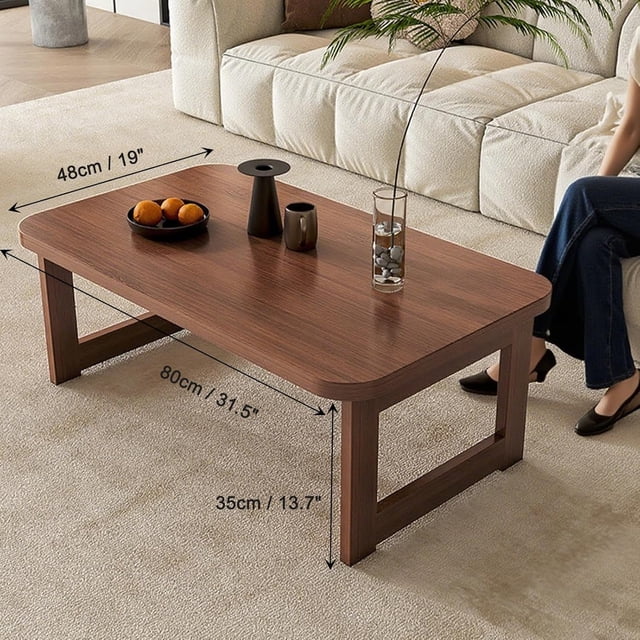 Mesa de centro plegable japonesa, mesa baja plegable de bambú, adecuada para sentarse en el suelo, mesa de centro portátil sin montaje, adecuada para comedor en sala de estar Zen