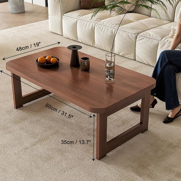 Mesa de centro plegable japonesa, mesa baja plegable de bambú, adecuada para sentarse en el suelo, mesa de centro portátil sin montaje, adecuada para comedor en sala de estar Zen