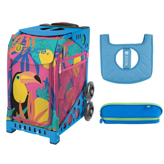 Zuca Sport Bag - Toucan Dream with Gift Seat Cover and Pencil Case (Blue Frame)