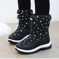thumbnail image 2 of Tao Tao Kid's Girls Cold Weather Snow Boots Thick Soles Non Slip Upper Mid Calf Boots Side Ski Boots Lightweight Comfy Winter Shoes Black 30, 2 of 5