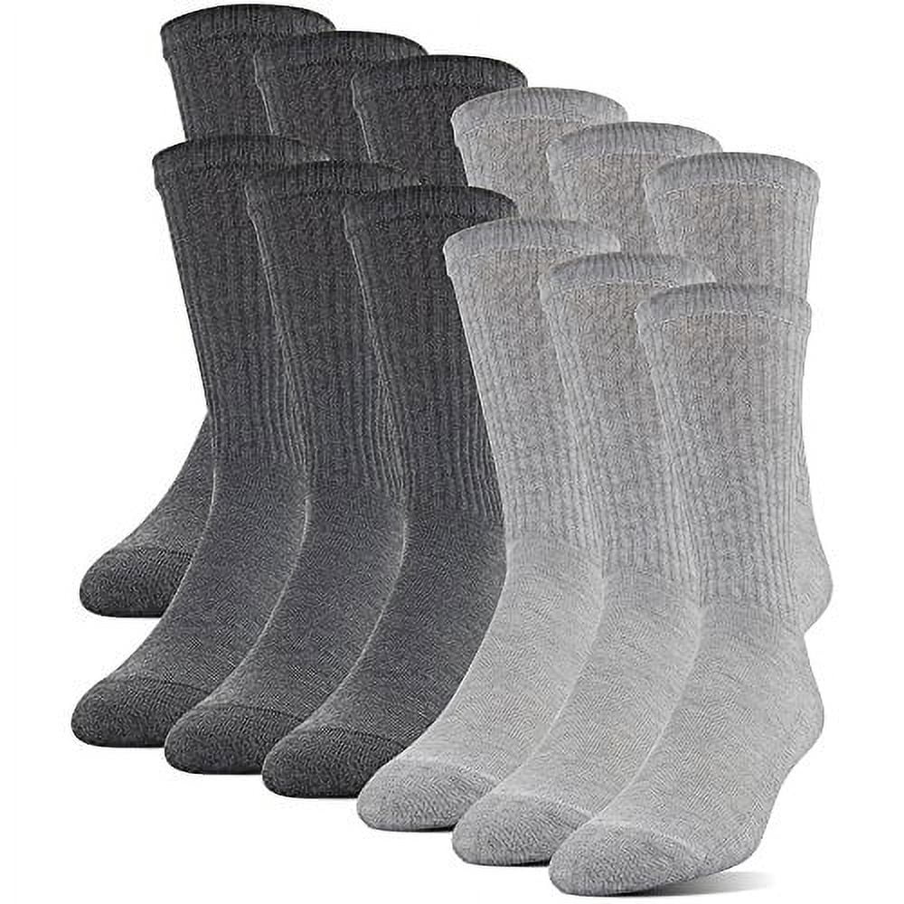 Gildan Adult Men's Half Cushion Terry Foot Bed Crew Casual Socks, OS One Size, 12-Pack