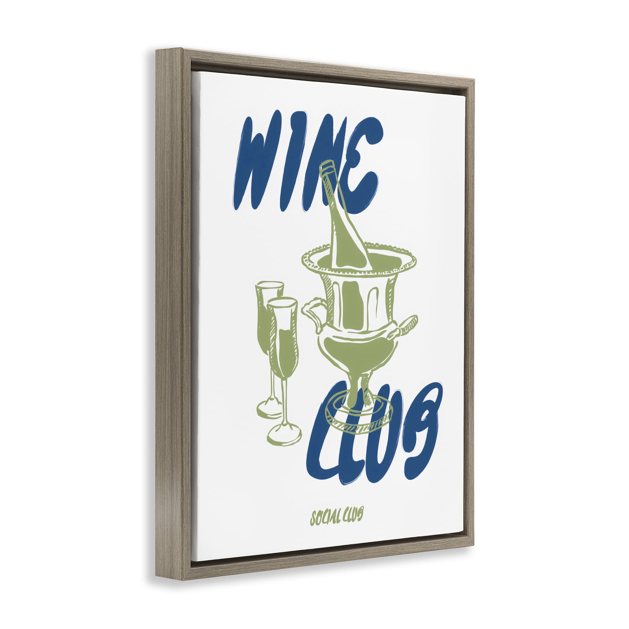 Stupell Industries Wine Club Social Evening Toast Brown Framed Floater Canvas Wall Art, design by The Prints Vibe
