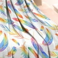 thumbnail image 3 of Rainbow Watercolor Feather Pattern Blanket,Comfortable Soft Flannel Throw Blanket,All Season,Warm Lightweight Blankets for Sofa Bed Couch Living Room Chair,30"x40", 3 of 4