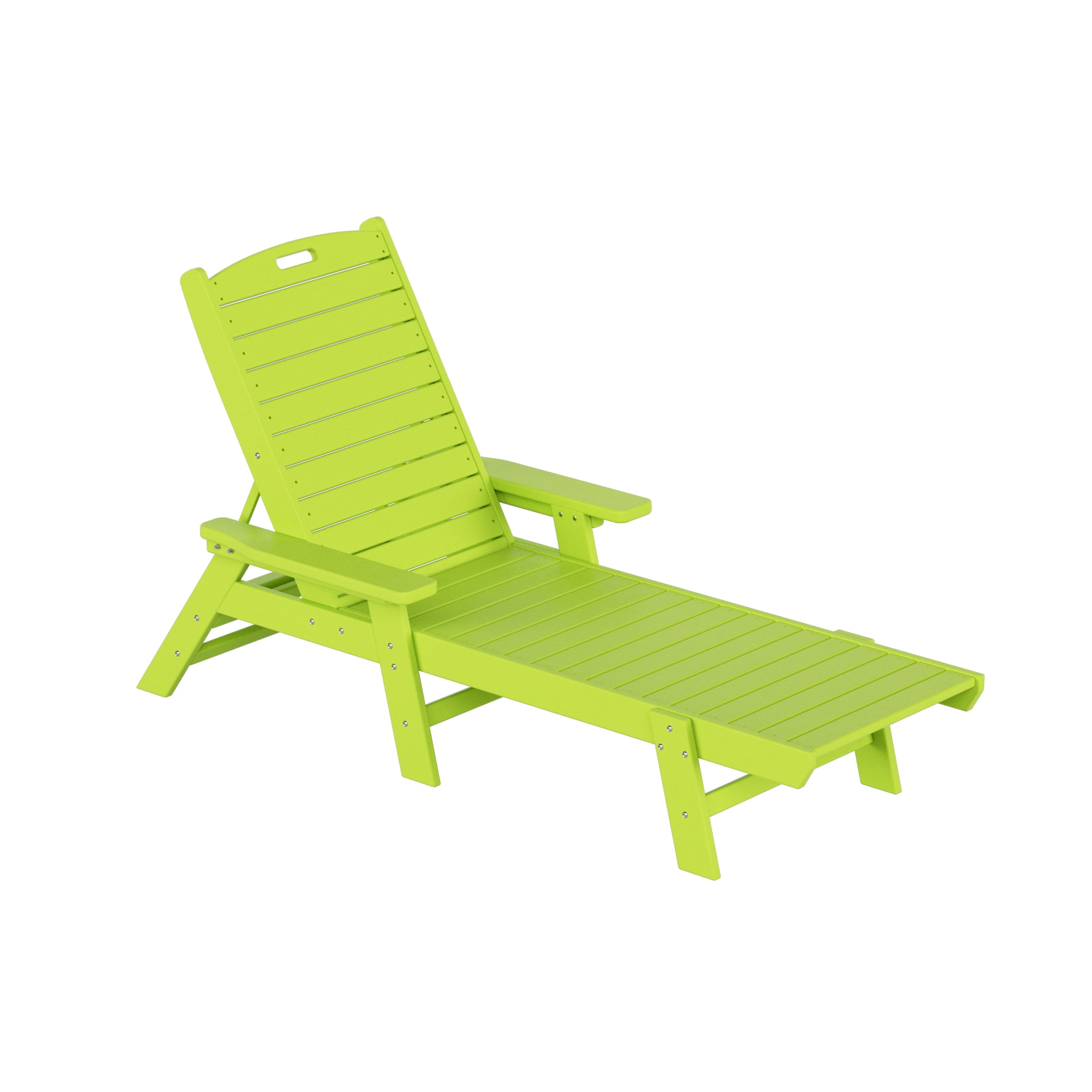 GARDEN 3-Piece Set Plastic Outdoor Chaise Lounges with Round Side Table Included, Lime