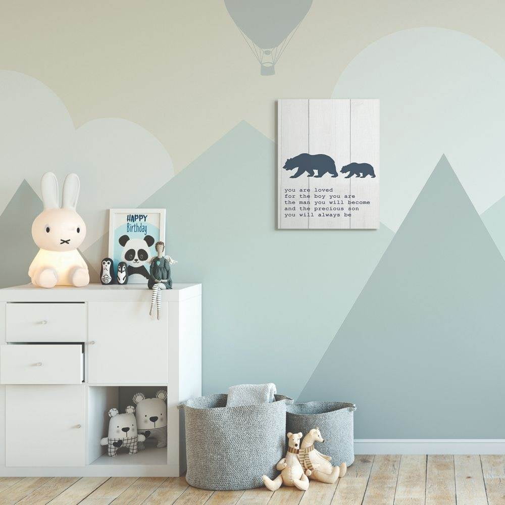 The Kids Room by Stupell Kids Inspirational Word Boys Bear Family Animal Design Canvas Wall Art by Daphne Polselli