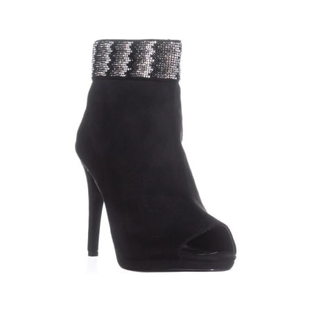 Womens Caparros Julia Peep Toe Booties, Black Suede