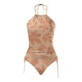 thumbnail image 4 of MKLEKYY Trajes De Baño Mujer 2 Piezas Women'S Fashionable Summer Maple Leaf Line Print Sexy Lace Up Split Swimsuit, 4 of 5
