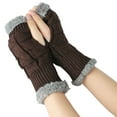 thumbnail image 2 of beishanbush Gloves Mittens Women's Knitted Wool Open Finger Gloves Half Finger Short Warm Gloves Coffee, 2 of 5