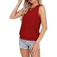 thumbnail image 6 of Women's Tops Under $10 Free Shipping Loose Casual Solid Color Round Neck Sleeveless Top, 6 of 9