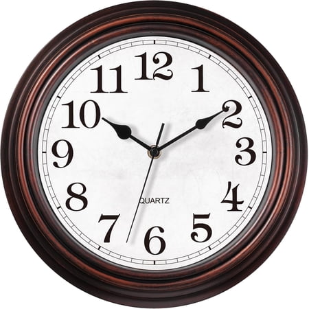 Wall Clock, 12 Inch Vintage Retro Silent Quality Wall Clocks Battery Operated Non-Ticking, Round Decorative Kitchen Home Office Bedroom Living Room(Bronze)
