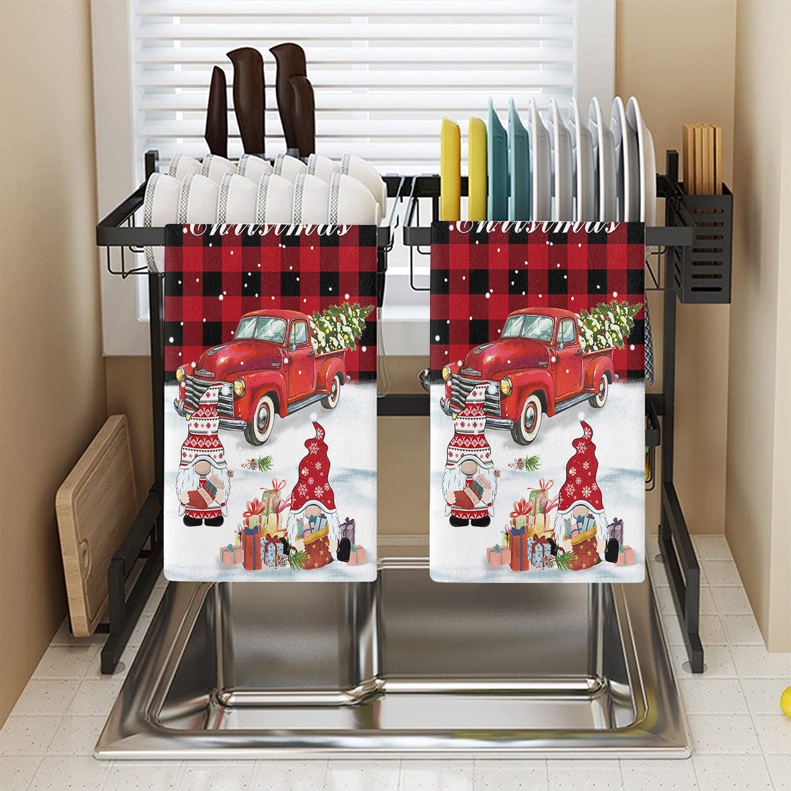 Christmas Dish Towel Portable Creative Dishes Cleaning Rags