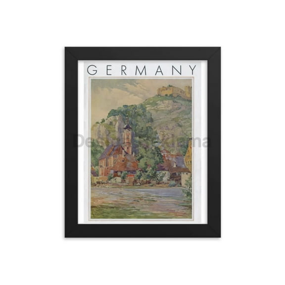 Germany, Rhine River, 1938. Framed Vintage Travel Poster