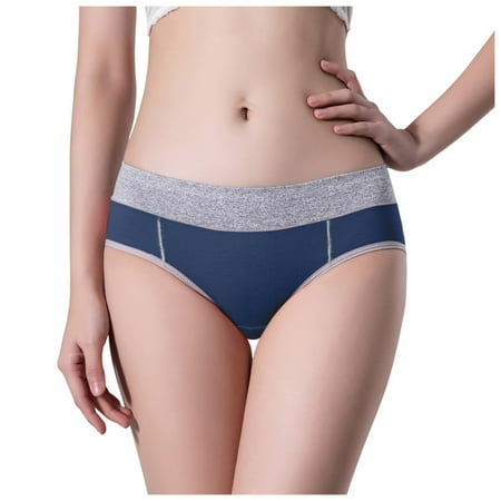 BYHONG Women High Waist Knickers Ladies Panties Full Coverage Briefs Underpants Plus Size Multicolor Womens Panties Navy XXL