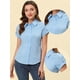 thumbnail image 2 of Camisa Casual Allegra K Para Mujer De Trabajo De Manga Corta Con Botones Azul claro M, 2 of 3