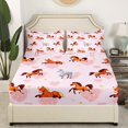 thumbnail image 2 of Cute Galloping Horse Bed Sheets Set,Farmhouse Horse Sheet Set Full for Kids Boys Girls,Love Heart Sheets,Pink Pastel Flat Fitted Sheet with 2 Pillowcases,Deep Pockets, 2 of 6