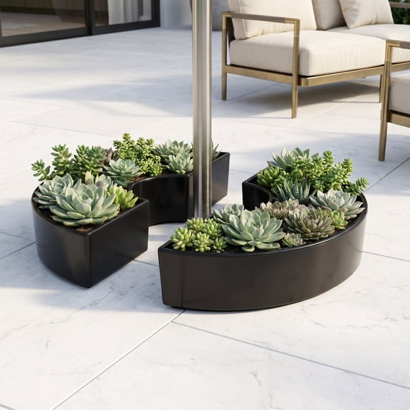 BESTYASH Semicircle Umbrella Planter Black Lightweight for Home Outdoor Use
