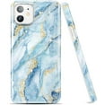 thumbnail image 1 of LUOLNH Gold Glitter Sparkle Case Compatible with iPhone 12 and iPhone 12 Pro 6.1 Inch Marble Design Shockproof Soft Silicone TPU Bumper Cover Skin Phone Case(Blue&White), 1 of 6