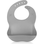 Silicone Baby Bib with 2 Holes for Paper Towel Adjustable Fit Waterproof Soft Bibs for Babies & Toddlers