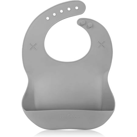 Silicone Baby Bib with 2 Holes for Paper Towel Adjustable Fit Waterproof Soft Bibs for Babies & Toddlers