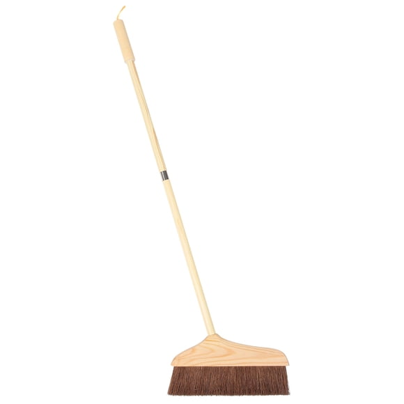 Durable Wooden Handle Broom for Home Cleaning with Beveled Brush and Comfortable Long Handle Beige 55 Inch