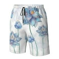 thumbnail image 5 of Kll Pale Blue Lotus Flowers Men'S Casual Summer Beach Shorts Hawaiian Shorts With Pockets-3x-Large, 5 of 9