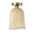 thumbnail image 2 of Bamboo Boho Caged Close to Ceiling Light, Farmhouse Vintage Woven Semi Flush Mount Ceiling Light for Hallway Foyer Bedroom Dining Room Kitchen Balcony, 2 of 7