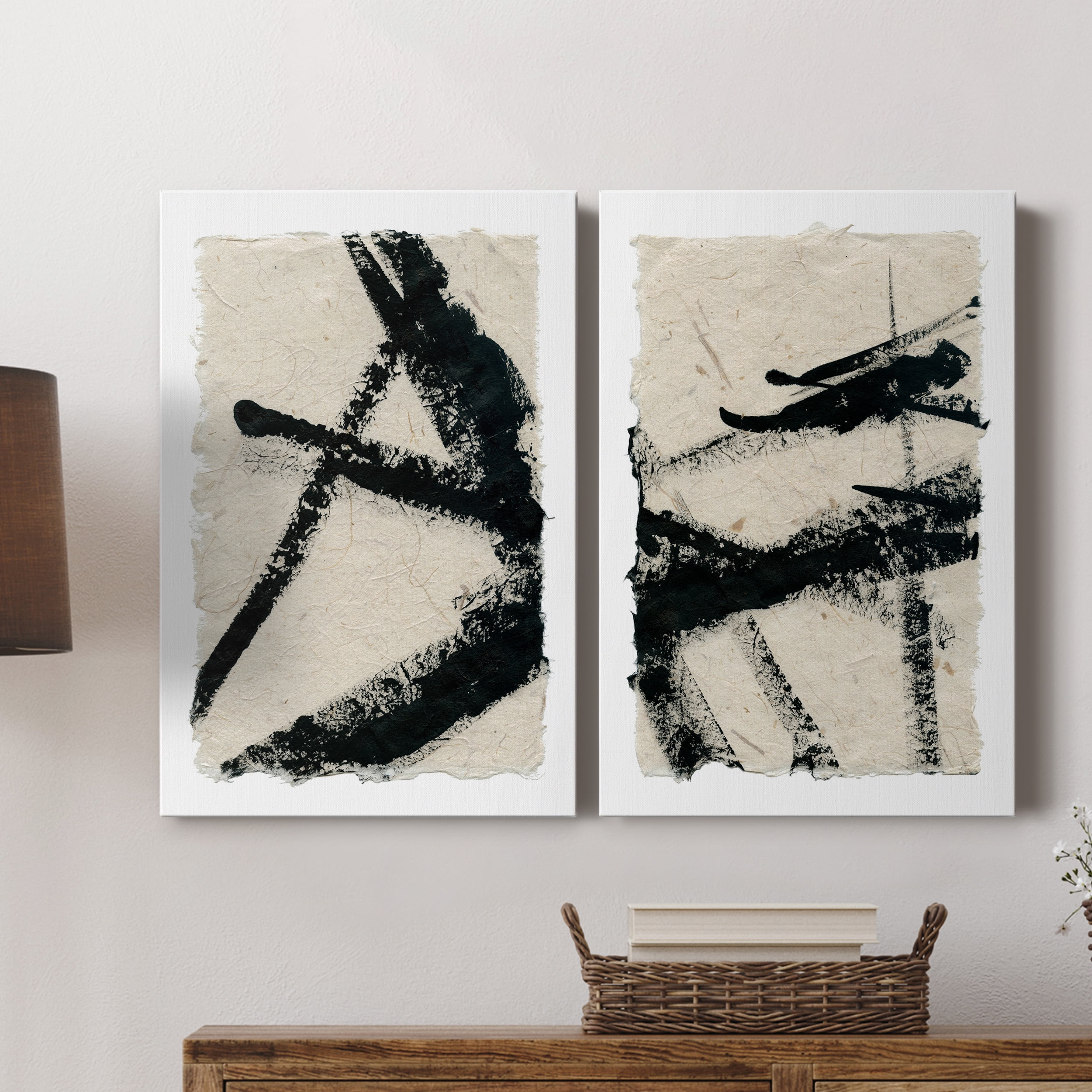 Lines Crossed I Premium Gallery Wrapped Canvas - Ready to Hang - Set of 2 - 24 x 36 Each