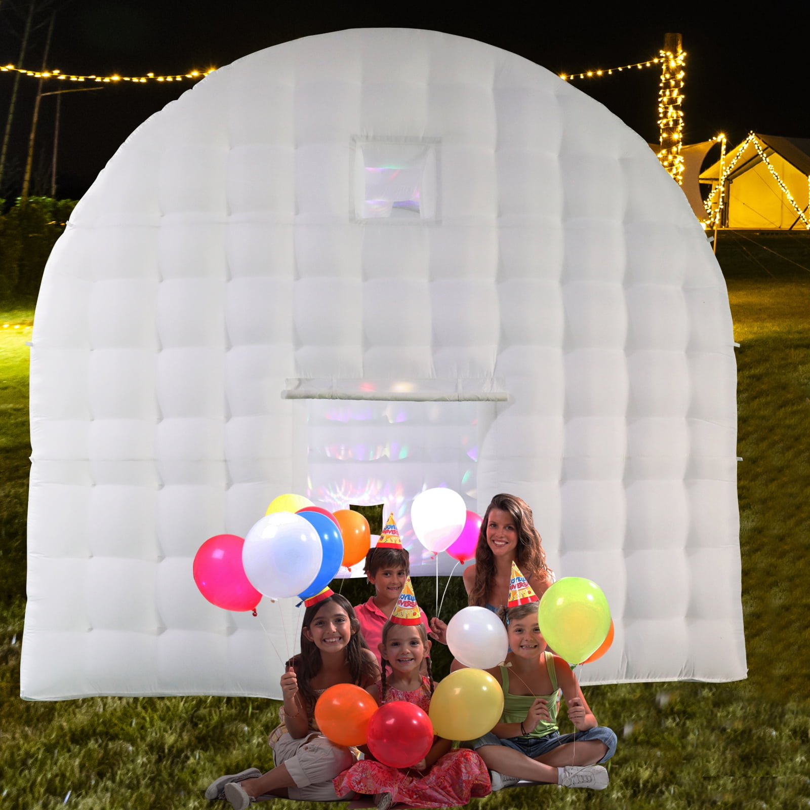 Large White Inflatable Tent(15x15x14FT) Includes 950W Blower Square Gazebo Event Room Large Inflatable Party Tent for Backyard,Outdoor EventsParties, Shows, Events, and Commercial Use