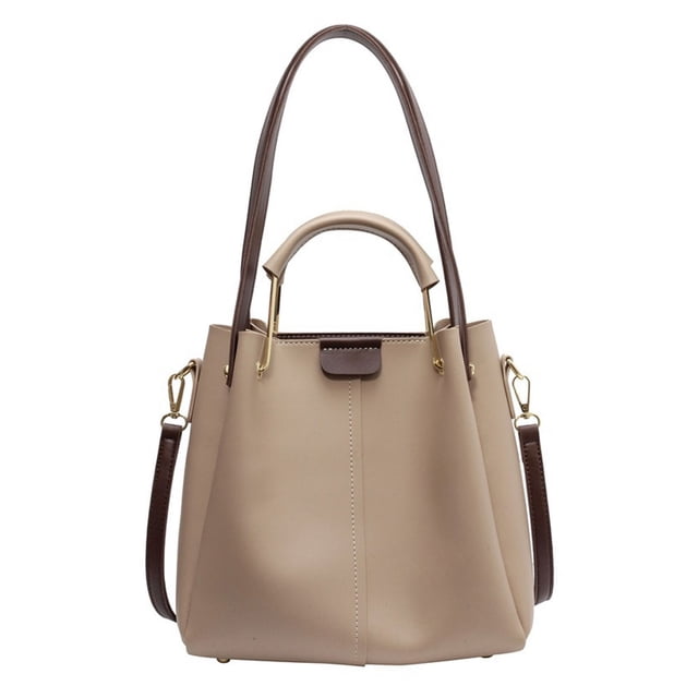 Bolso de mensajero de moda, bolso de viaje diario de PU, bolso de cubo portátil de un solo hombro, color caqui