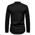 thumbnail image 4 of IROINNID On Sale Button Up Shirts for Men Stand Collar Button-down Embroidery Shirt Long Sleeve Shirt,Black, 4 of 8