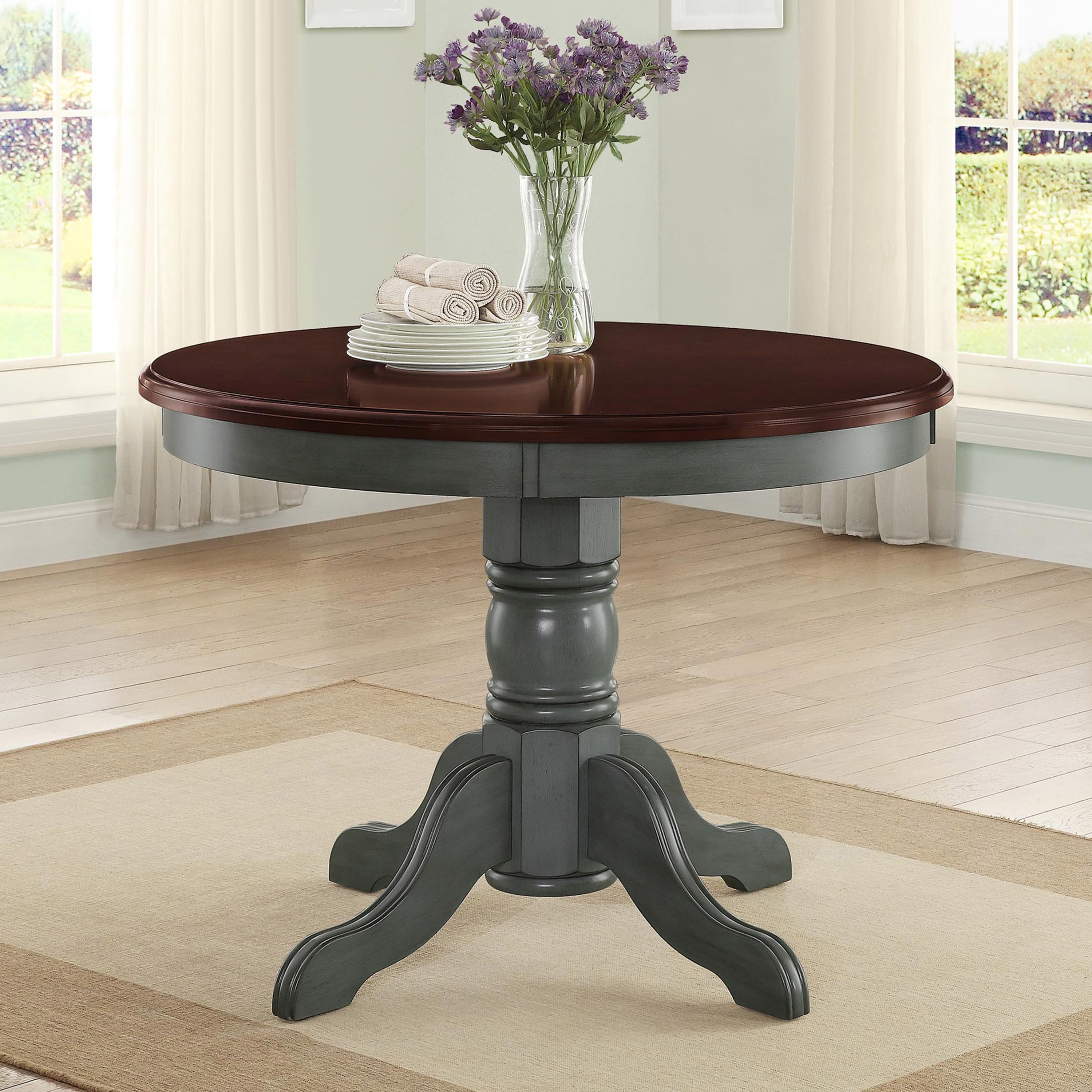 32" Round Pedestal Dining Table High Top Ped Table Kitchen Dining Room Walnut 