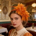 thumbnail image 5 of Horivan Vintage Feather Fascinator Hat with Mesh Ribbon and Clip Headband for Women, Tea Party Wedding Cocktail Headwear Accessory, 5 of 6