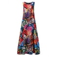 thumbnail image 3 of ZANZEA Women Crew Neck Sleeveless Graffiti Printed Casual Maxi Dress, 3 of 8