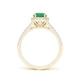 thumbnail image 2 of Angara Natural 0.75 Ct. Emerald with Diamond Halo Ring in 14K Yellow Gold for Women (Ring Size: 3.5), 2 of 8