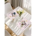 thumbnail image 5 of Spring Pig Placemats Set of 4, Butterfly Botanical Floral Pink Plaid Placemats for Dining Table, Place Mats for Kitchen Tabletop, Waterproof Wipeable Dining Table Mats Set, 5 of 9