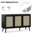 thumbnail image 3 of Side Buffet Cabinet with Rattan , Kitchen Sideboard Coffee Bar Storage Console Table, Black, 47.2 inch, 3 of 8