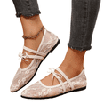 thumbnail image 2 of IEMIEMIEM Womens Mesh Mary Jane Flats Lace Mesh Ballet Flats Elegant Square Toe Slip on Flats Lightweight Breathable Summer Party Walking Shoes White, 2 of 10