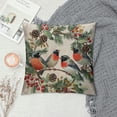 thumbnail image 2 of Bird Pillows Birds on Winter Christmas Fir Tree Branches Leaves Berry Throw Pillow Cover Decorative Pillow Case Square Cushion Accent Cotton Linen Canvas Home, 2 of 5