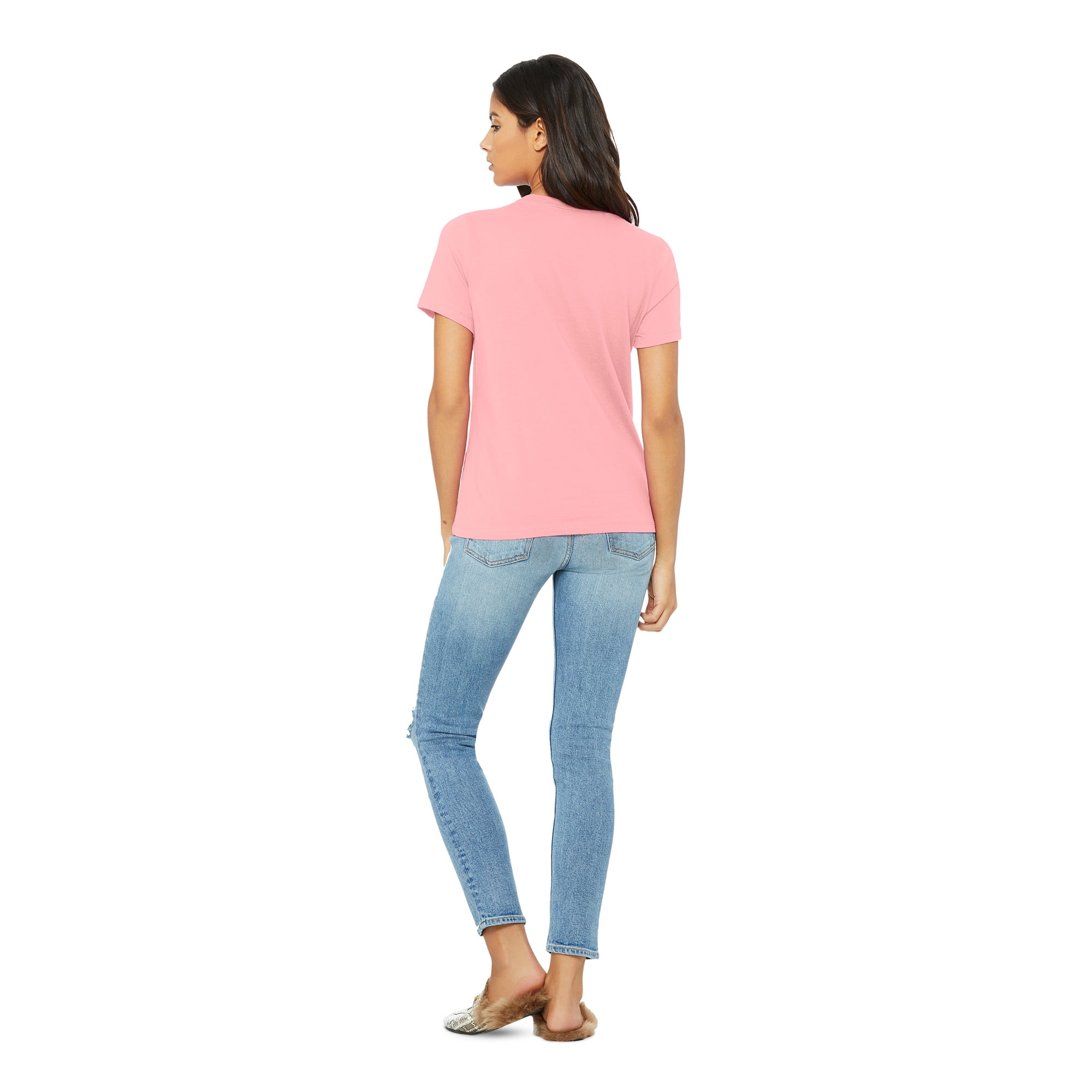 BELLA+CANVAS Women's Relaxed Crew Neck T-Shirt for Crafting, Pink, Large