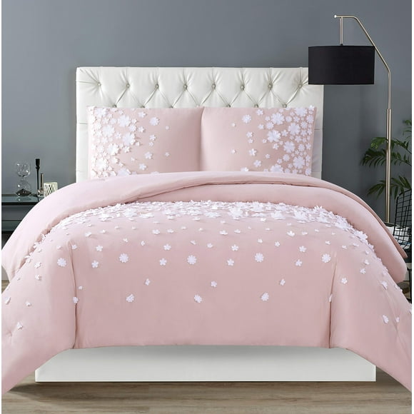 Christian Siriano Comforter Set, Twin XL, Confetti Flowers Blush